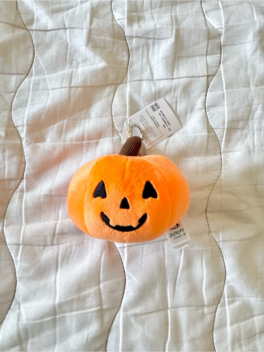 Orange Plush Pumpkin Jack O Lantern Keychain Purse Clip